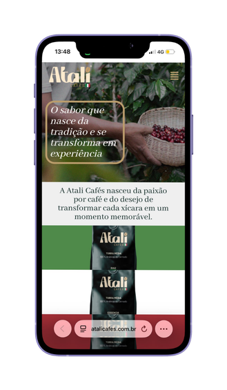Site Atali Cafés - versão mobile